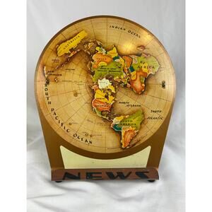 Vintage 1953 Replogle Air Age World Map North Pole News Stand Display